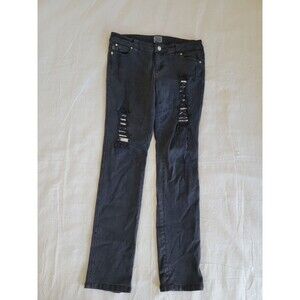 Tripp NYC Womens Jeans 9 30x30 Black Goth Ripped Distressed Destroyed Low Rise